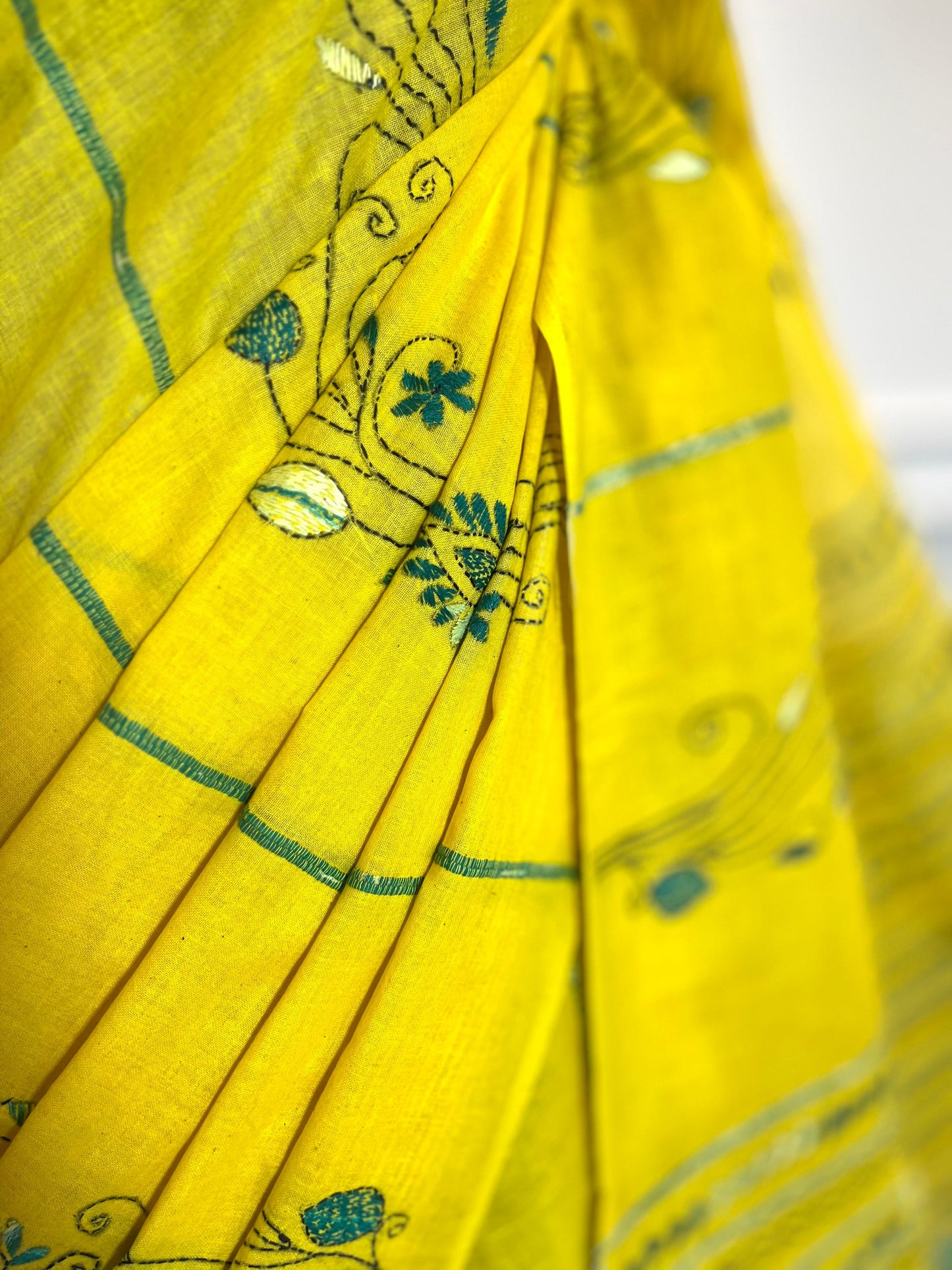 Peeli Bel | Kantha Stitch Saree