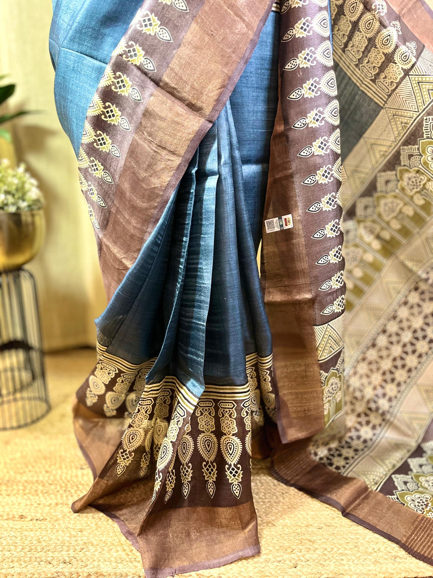 Neelmarie | Blockprinted Tussar Silk saree