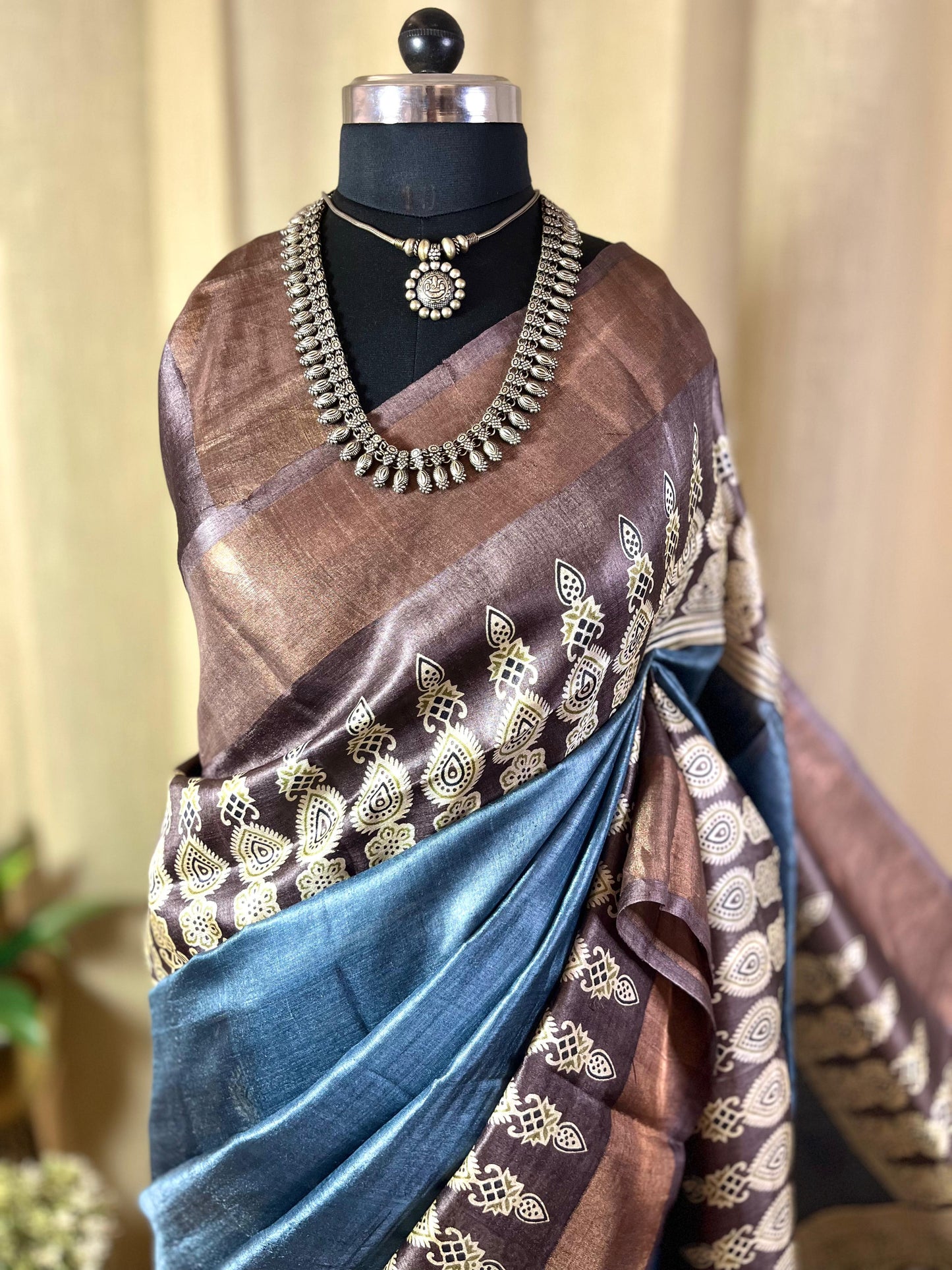 Neelmarie | Blockprinted Tussar Silk saree