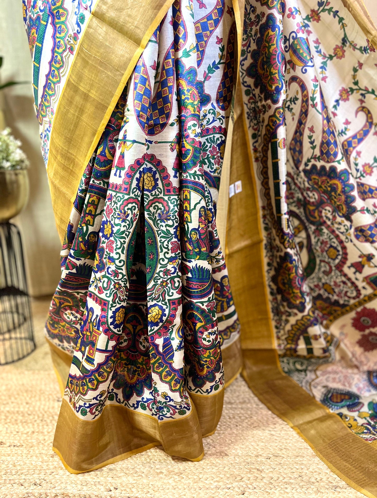 Madhukari | Blockprinted Tussar Silk Saree