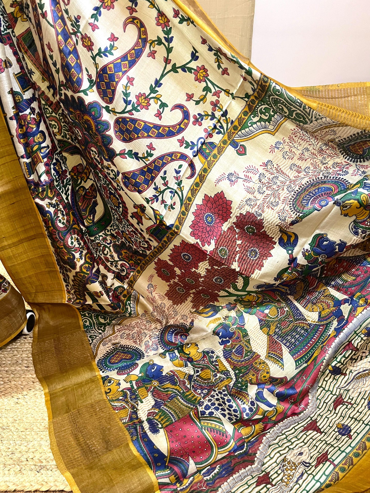 Madhukari | Blockprinted Tussar Silk Saree