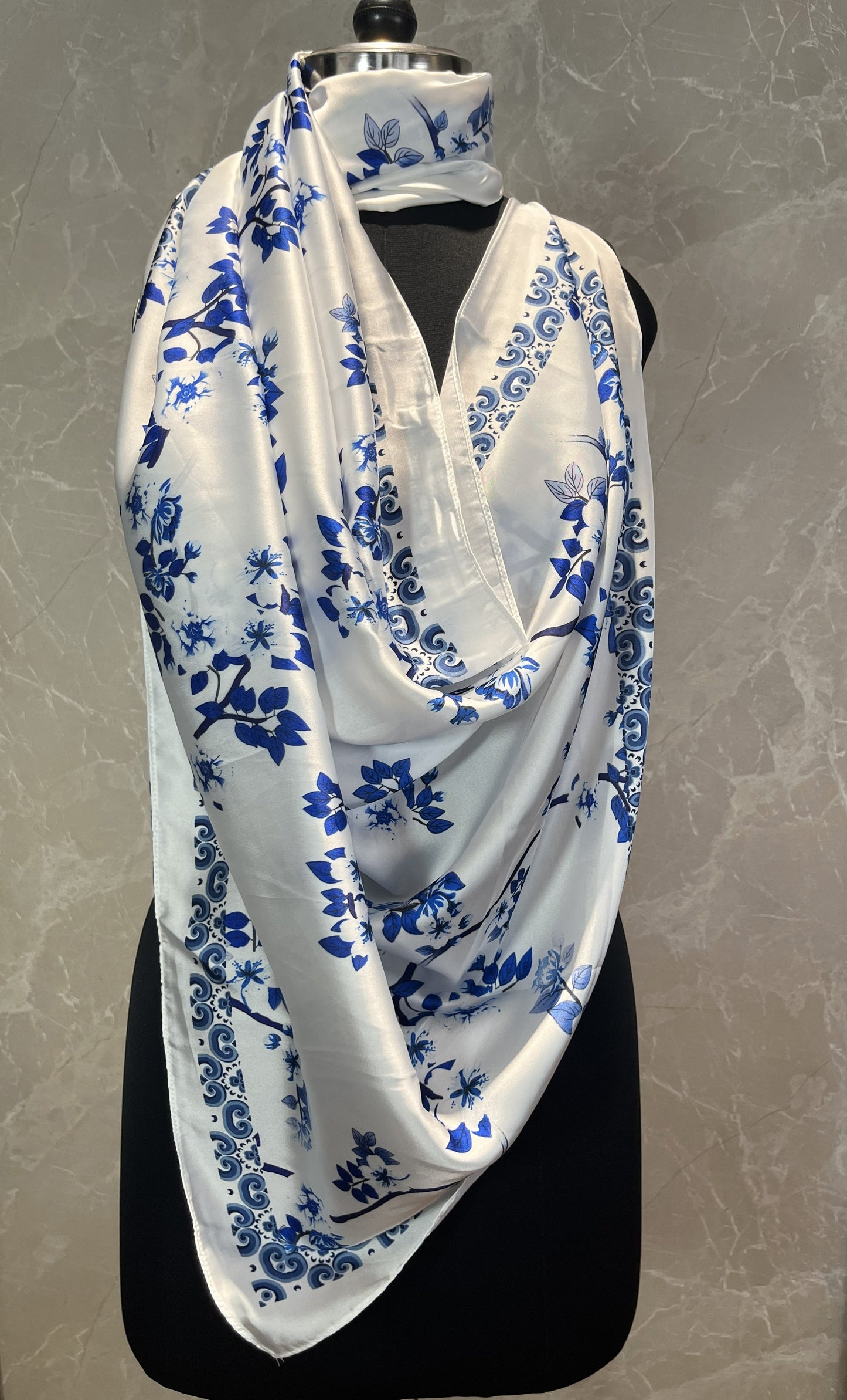 Blue Florals | Silk Scarf