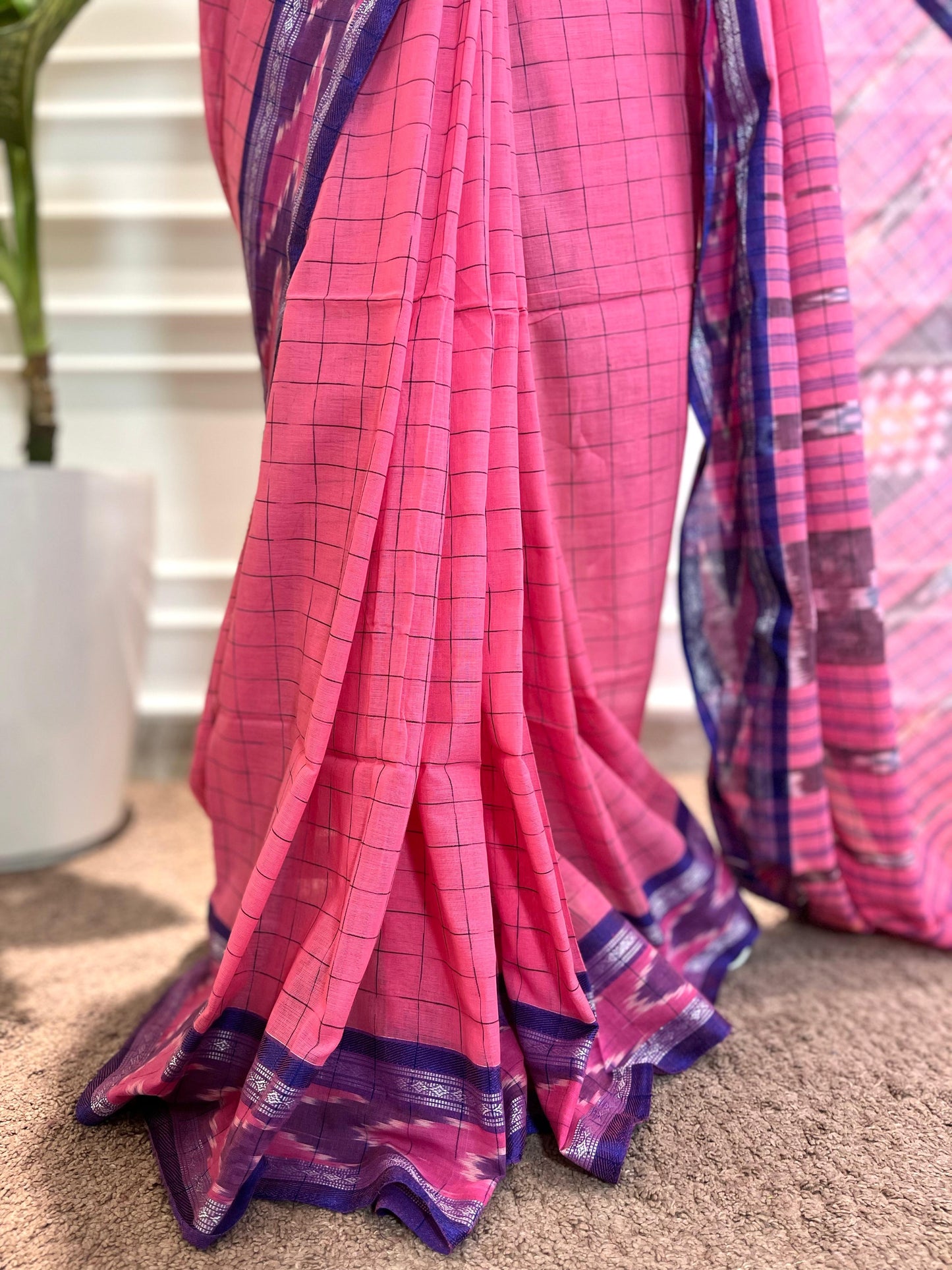 Cotton Saree | Arya | Pink-Blue