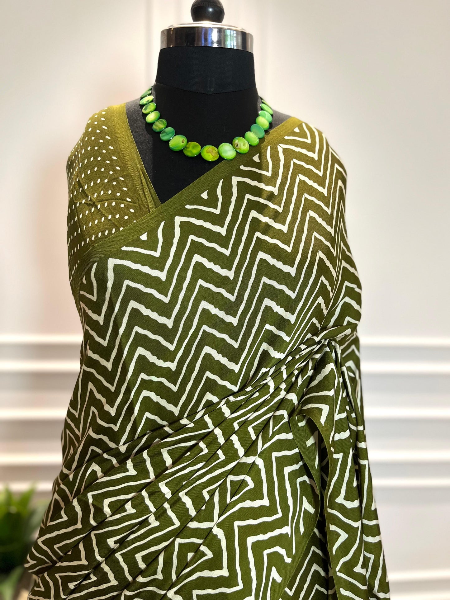 Modal Silk Saree | Leheriya | Green