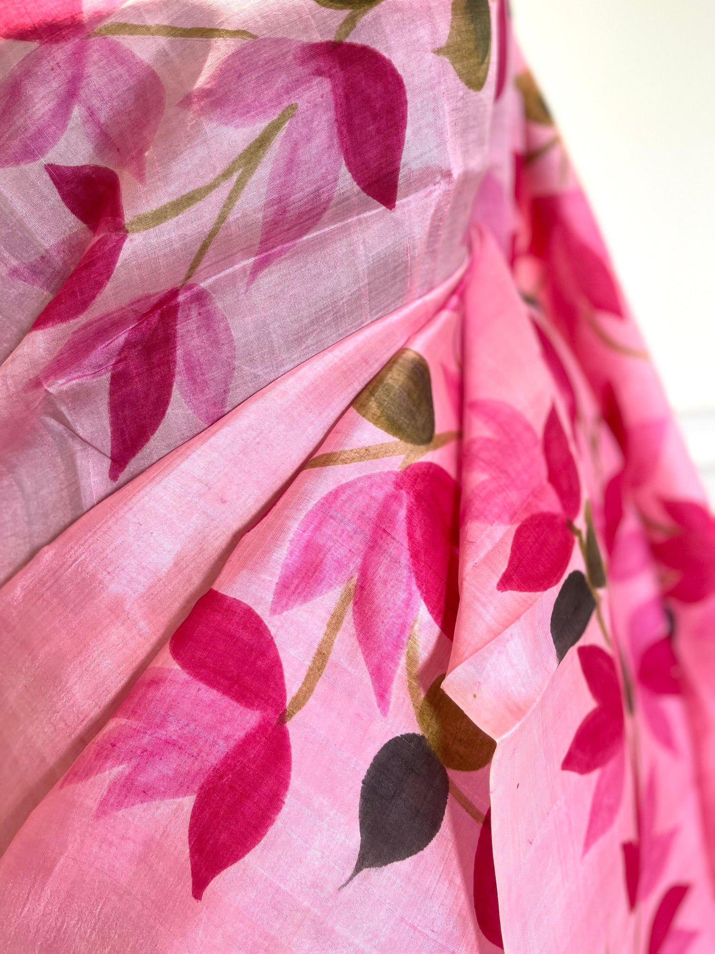 Pink Petals | Handpainted Silk Saree