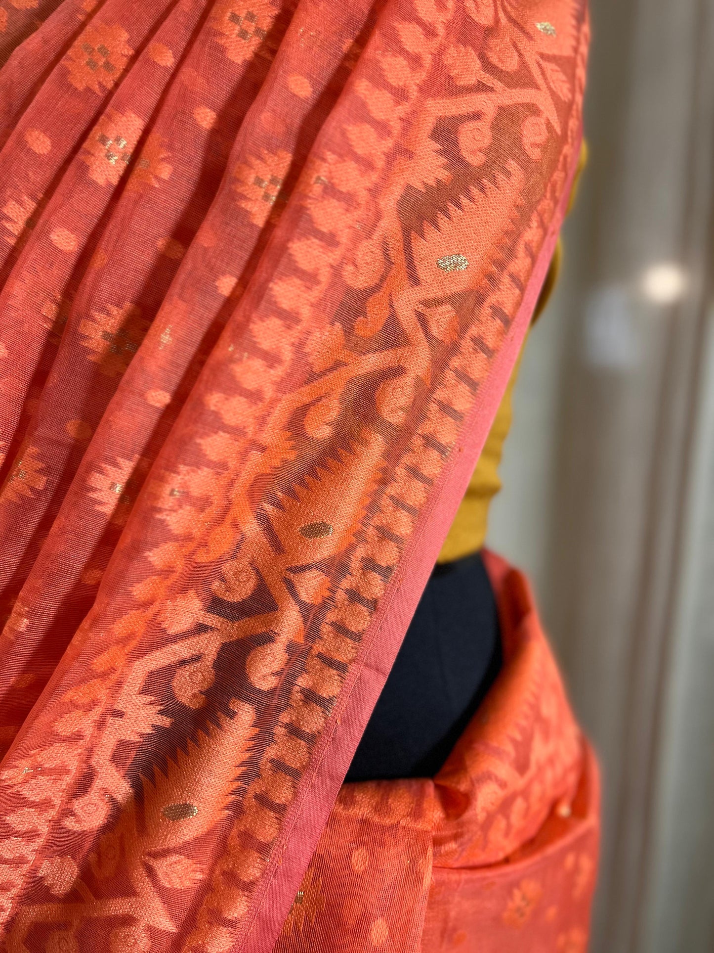 Peach Monochrome | Jamdani Saree