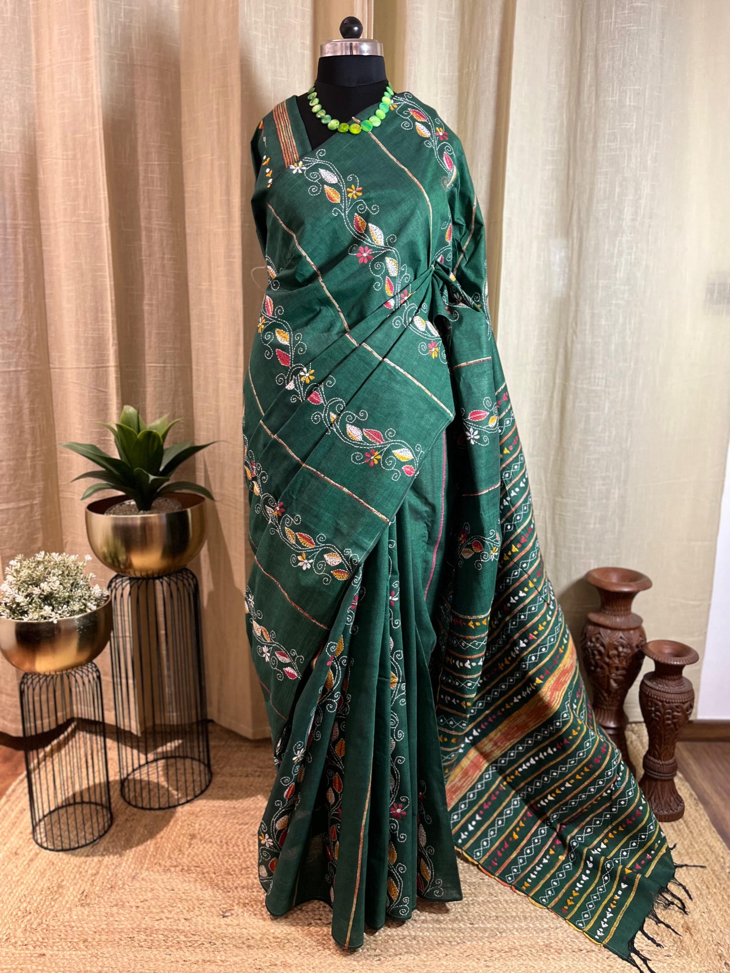 Shobuj | Kantha Stitch Saree