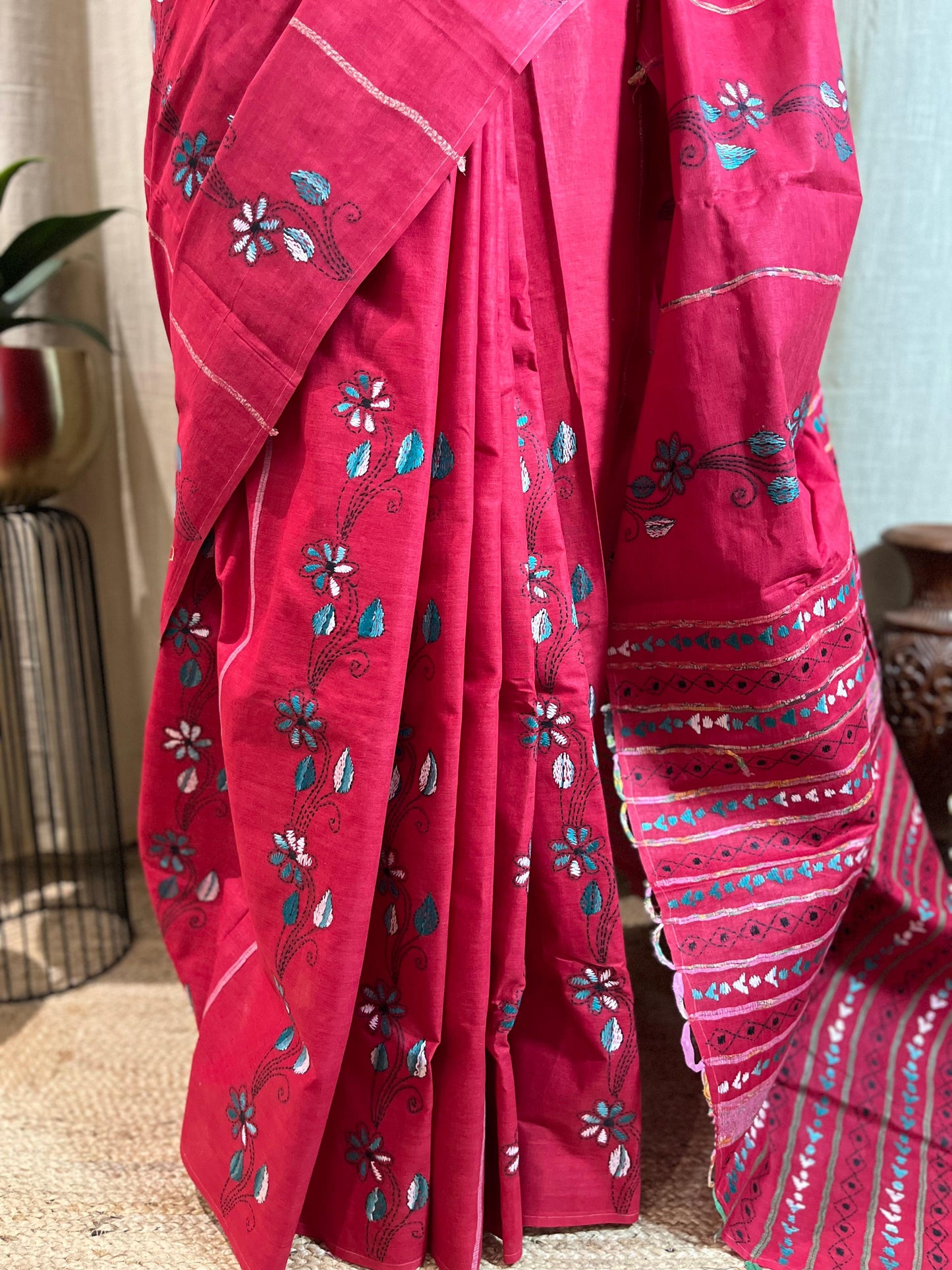 Gehri Laali | Kantha Stitch Saree