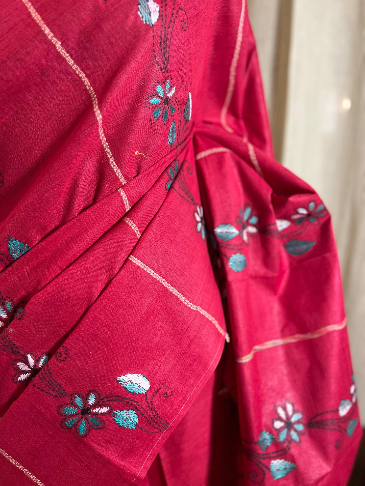 Gehri Laali | Kantha Stitch Saree