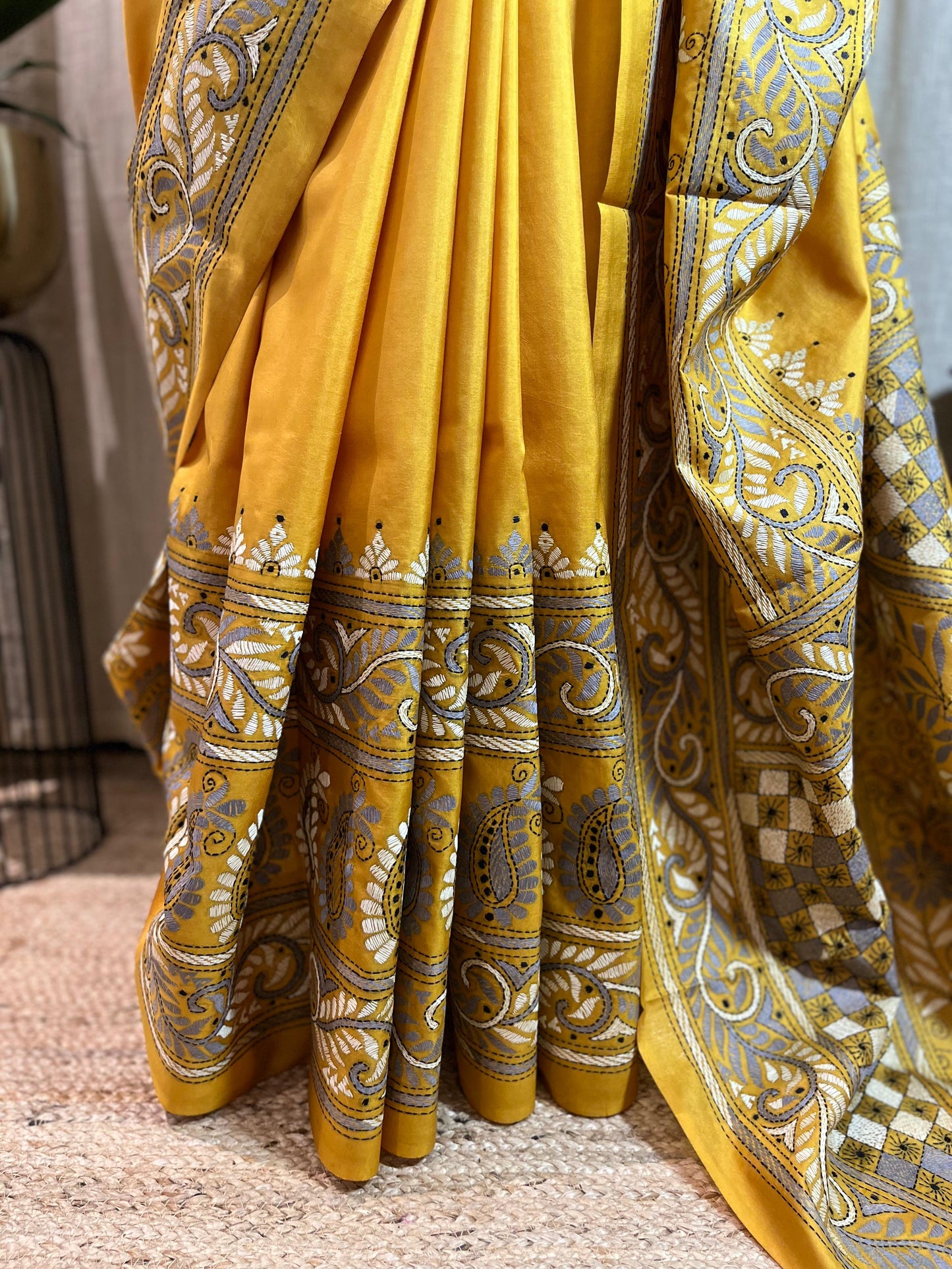 Sunehri Dhoop | Kantha Stitch Saree