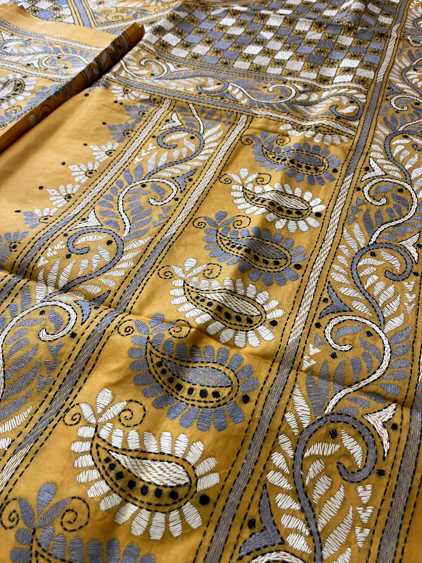 Sunehri Dhoop | Kantha Stitch Saree