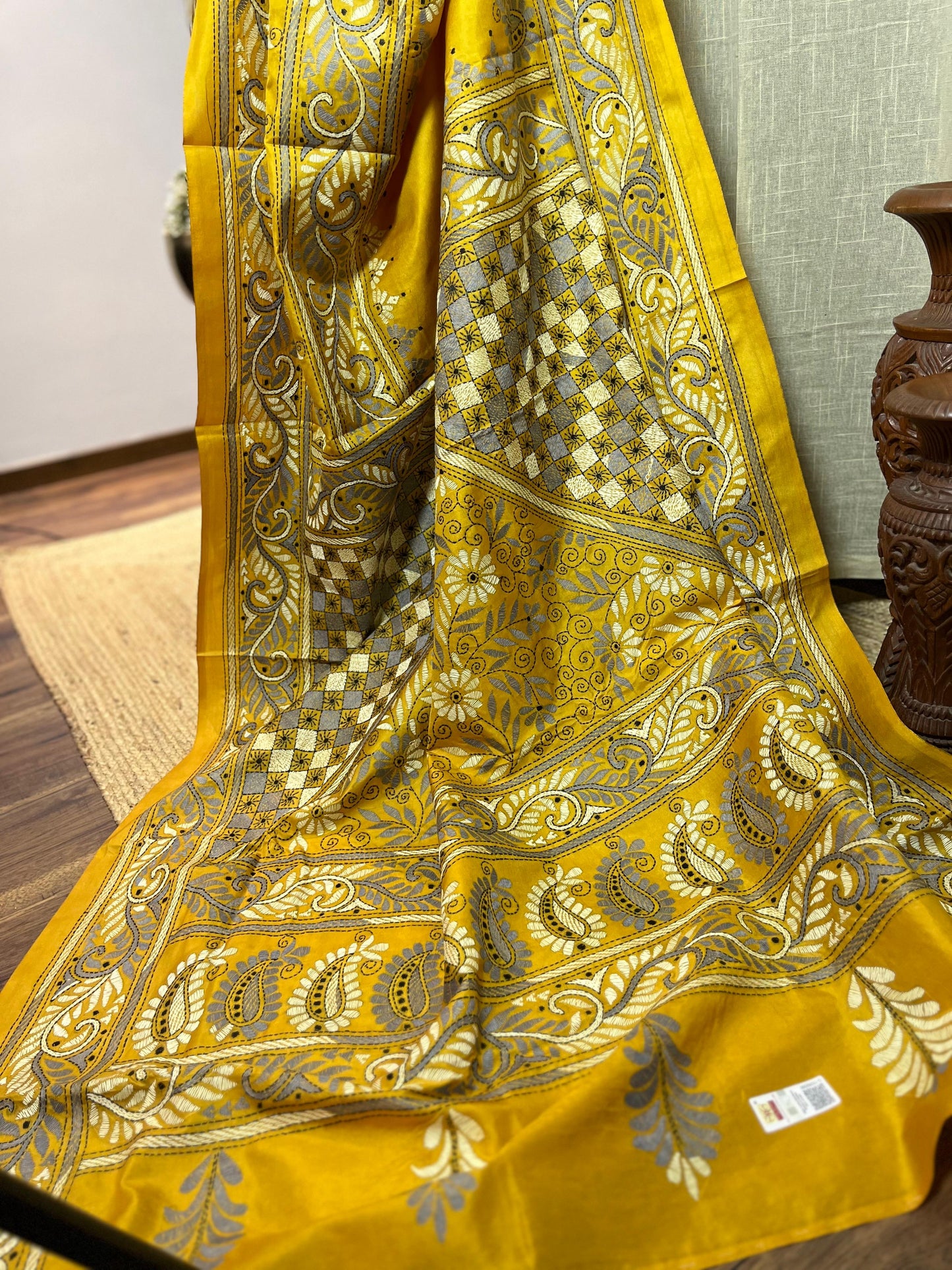 Sunehri Dhoop | Kantha Stitch Saree