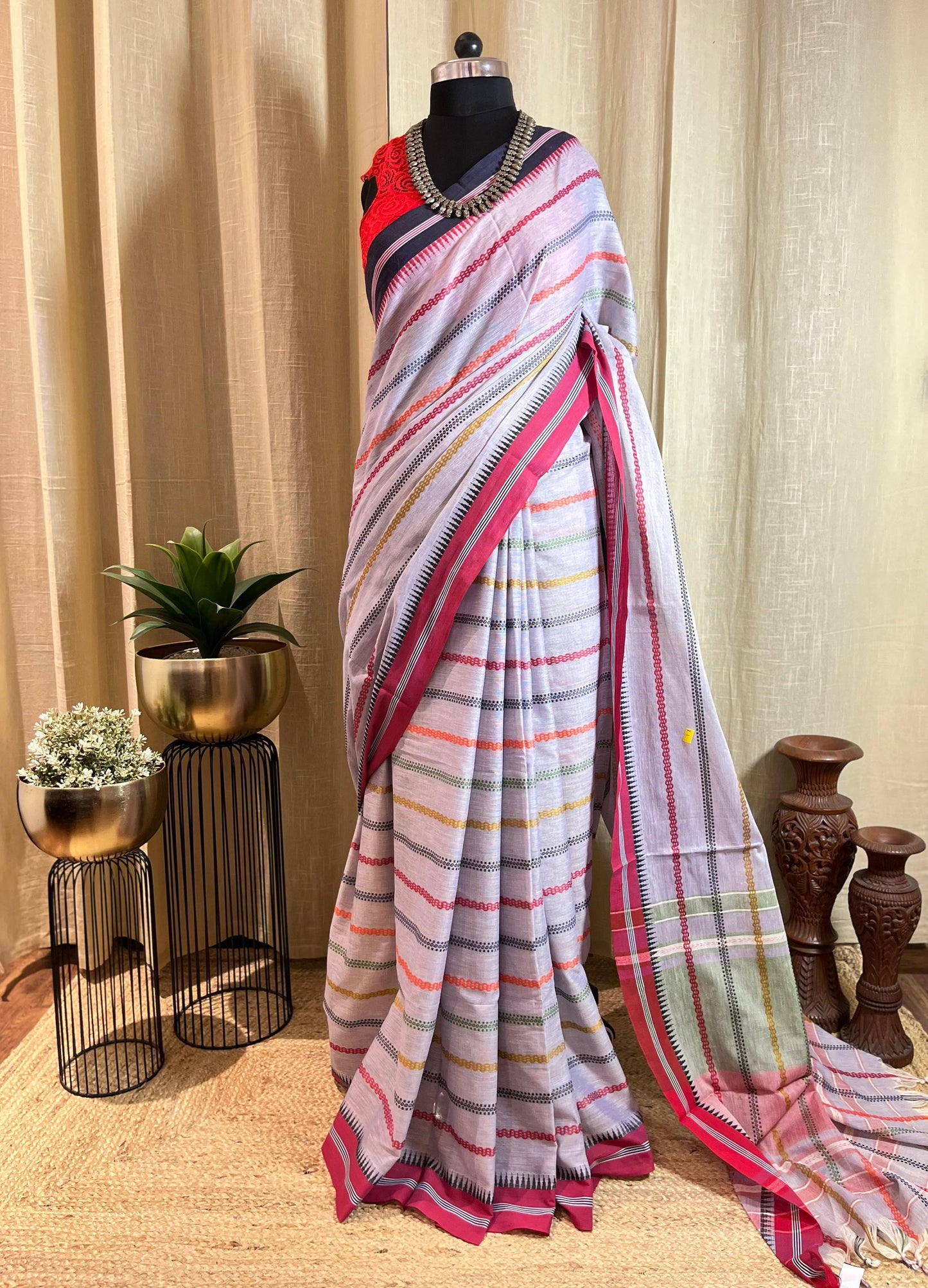 Stripes of Lilac | Cotton Saree