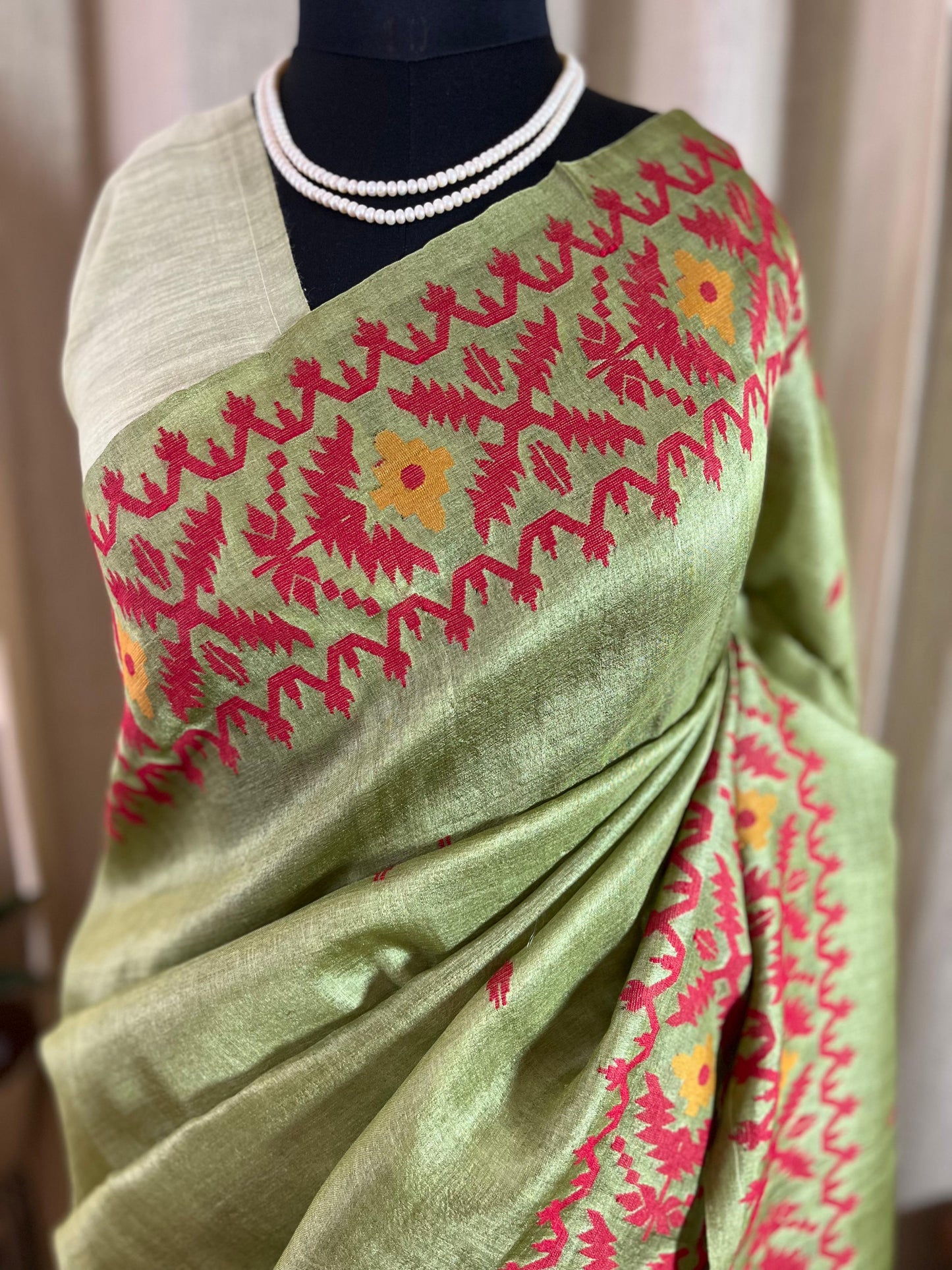 Pista Luxe | Tussar Silk Saree