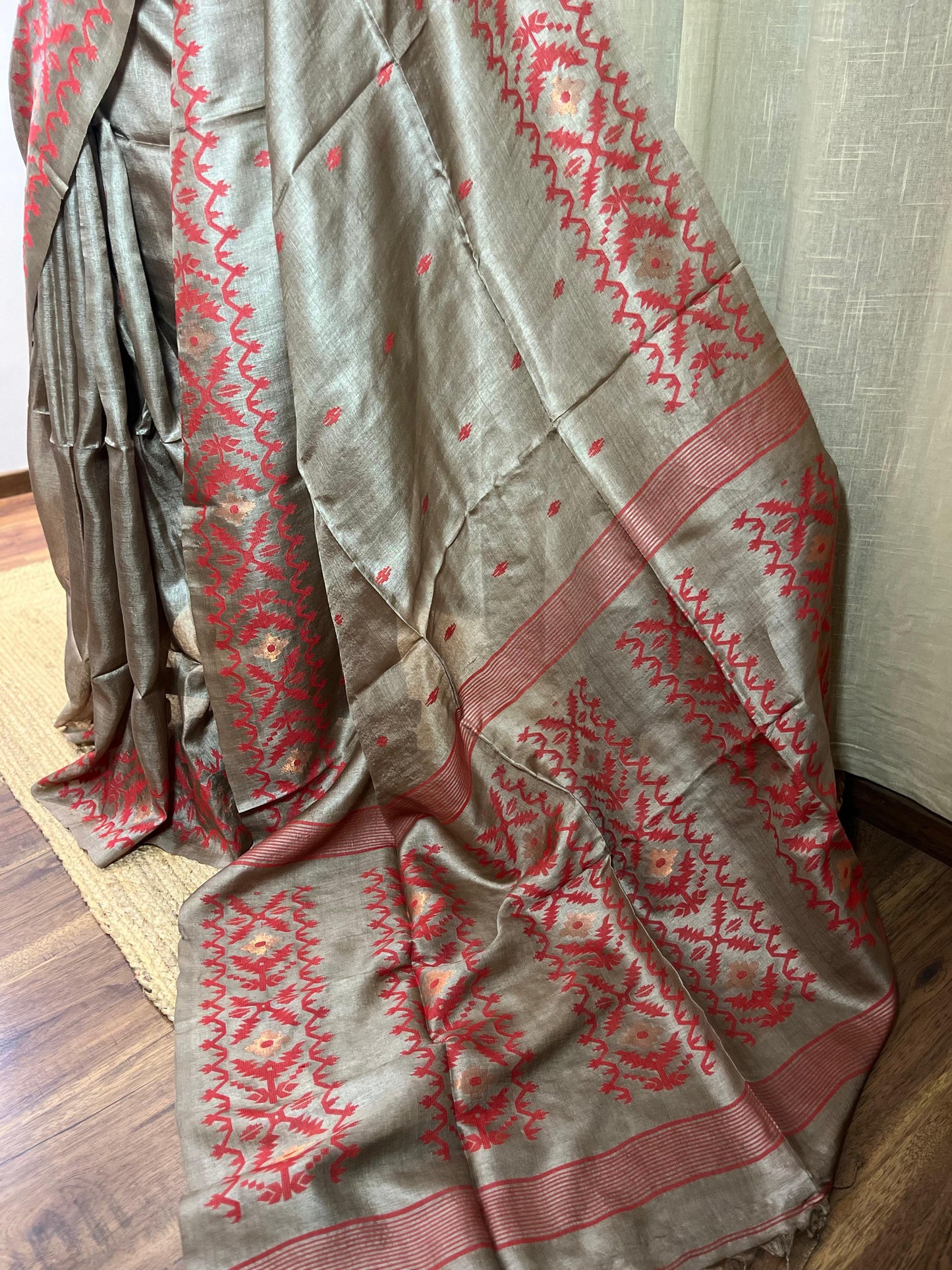 Crimson Wood | Tussar Silk Saree