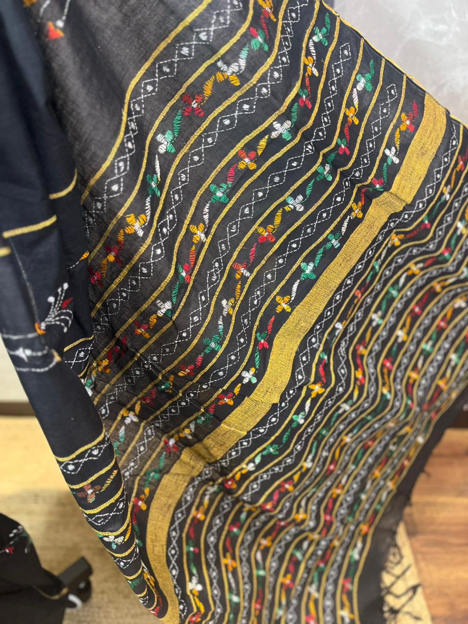 Nazar ka Teeka | Cotton Kantha Stitch Saree