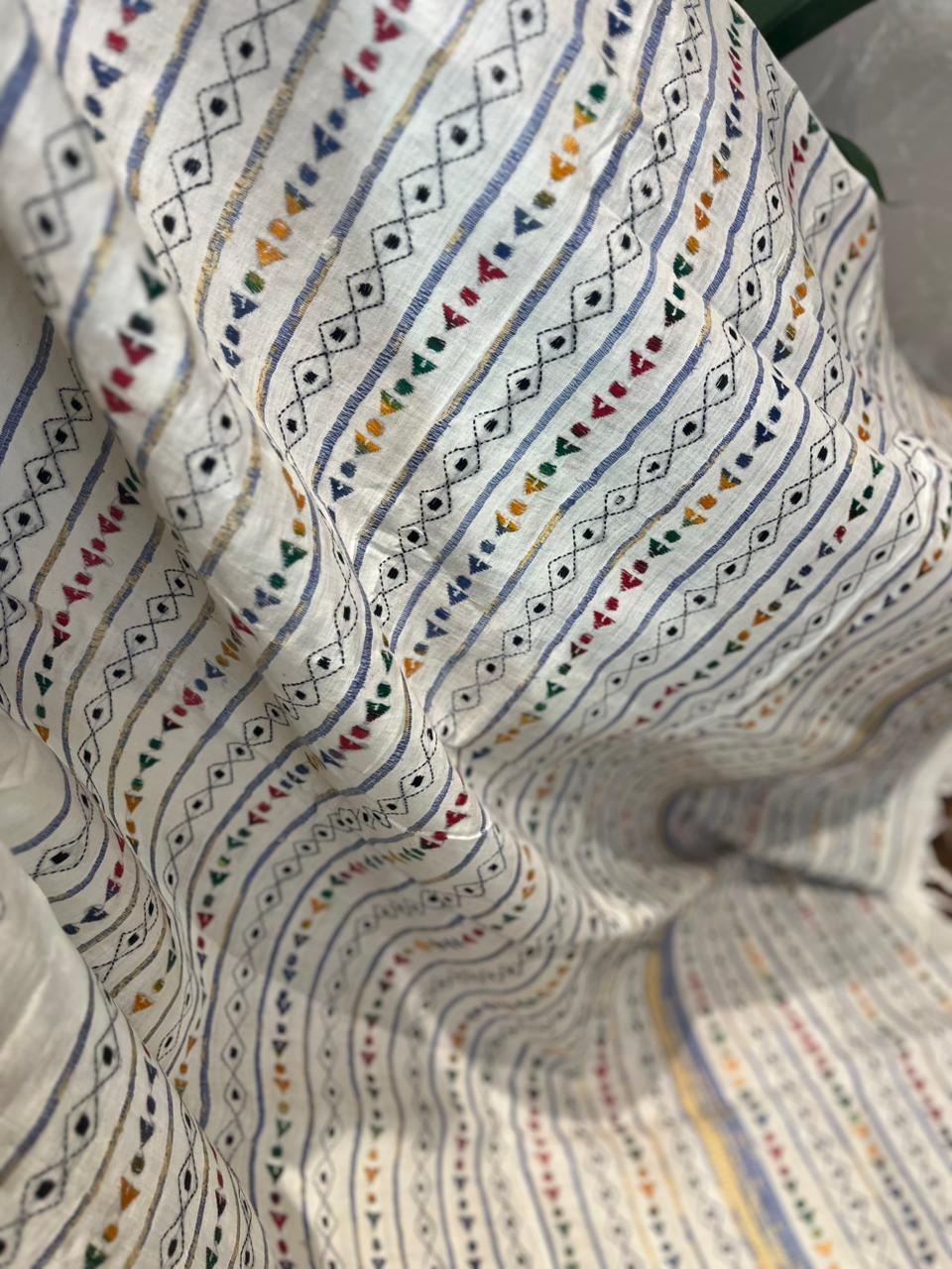 Chandni Baatein | Cotton Kantha Stitch Saree