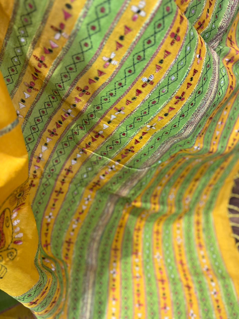 Kaccha Pakka | Cotton Kantha Stitch Saree