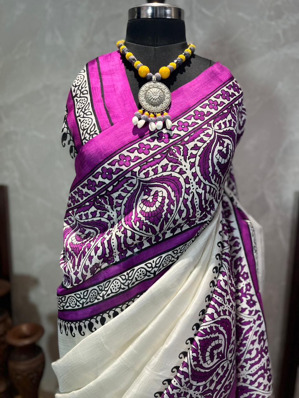 Malai | Block Printed Pure Silk Saree