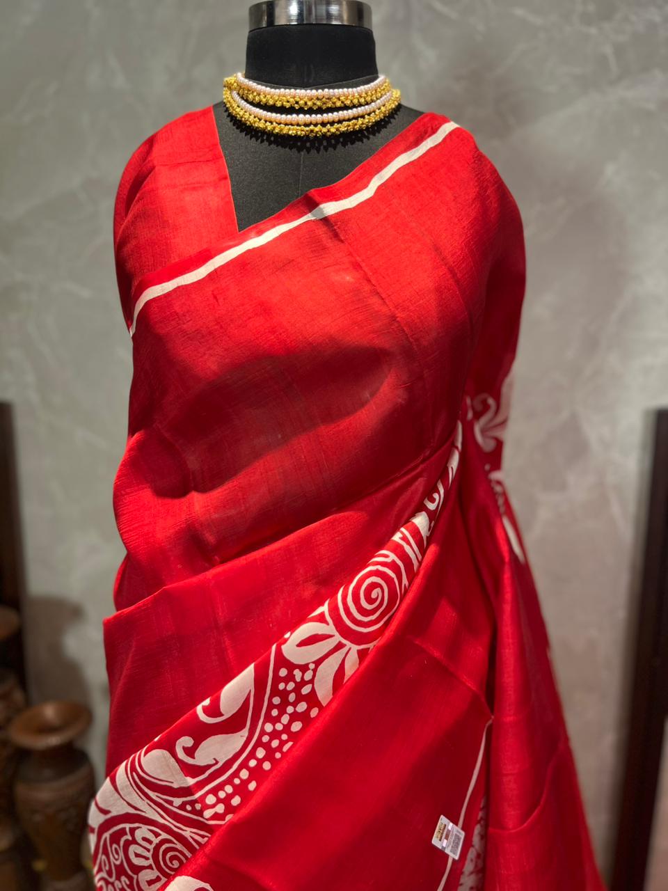 Meethi Laali | Blockprinted Pure Silk Saree