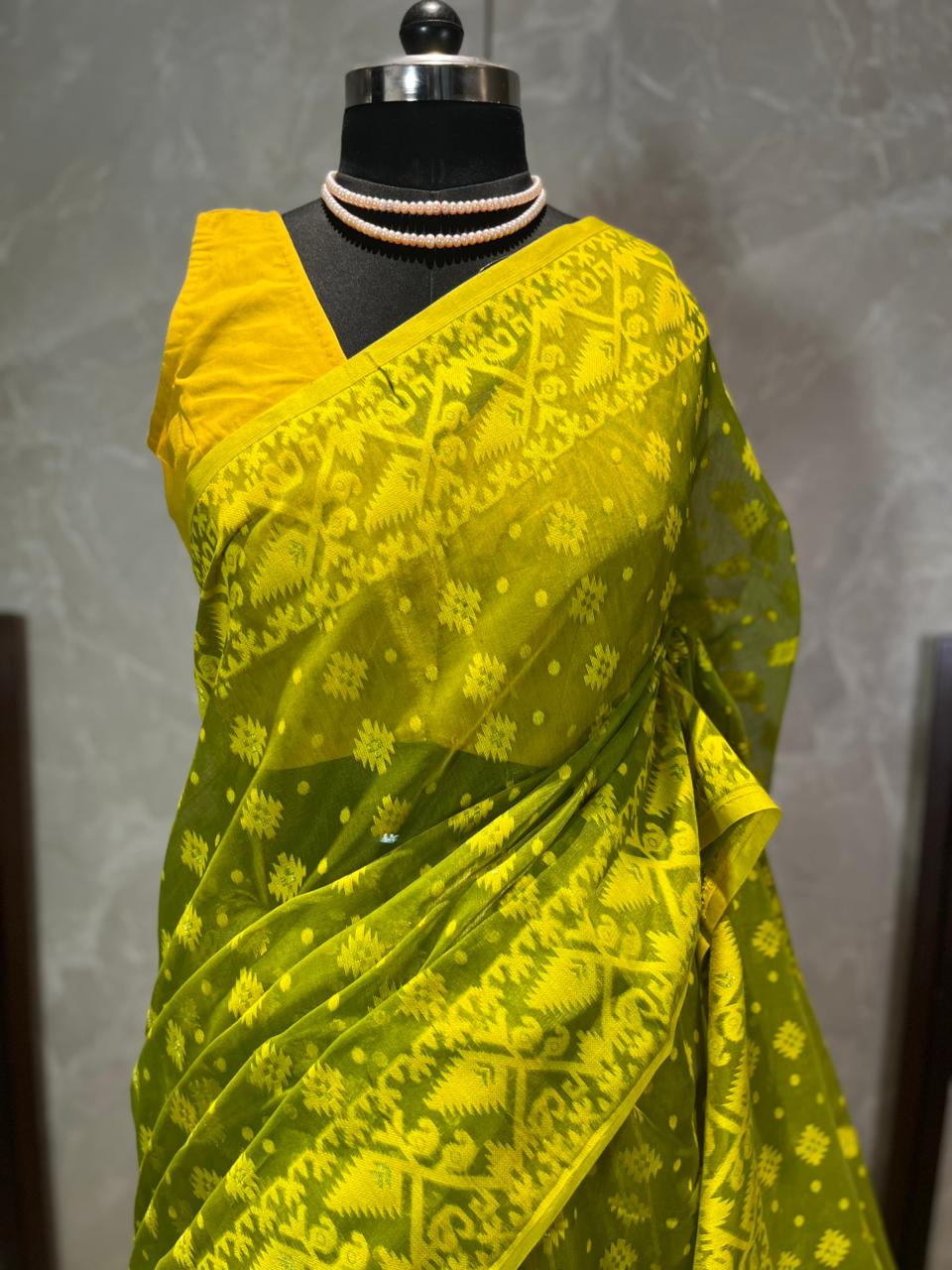 Mango & Lime | Jamdani Saree