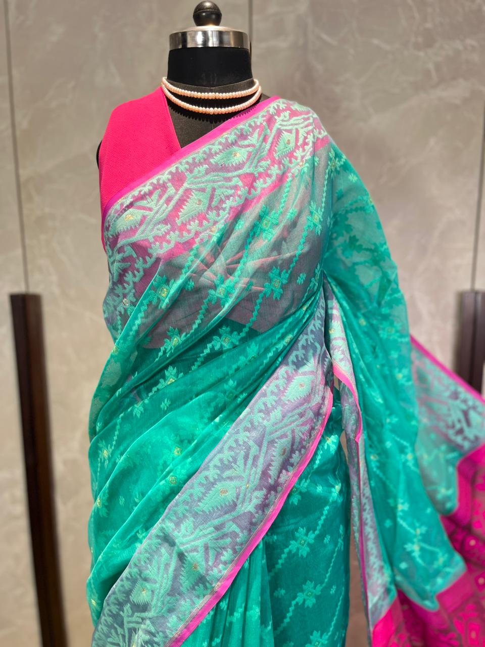 Rosy Green | Jamdani Saree