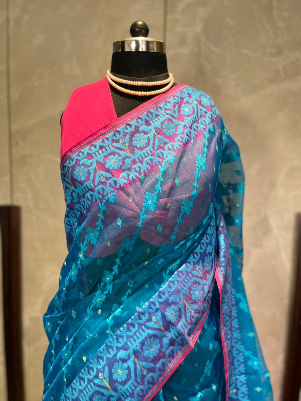 Lotus Sky | Jamdani Saree