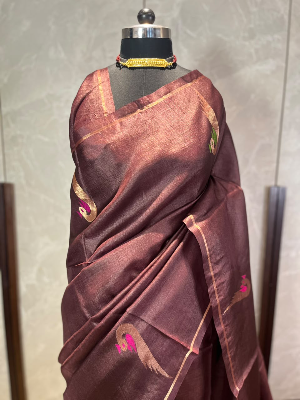 Mocha Merlot | Tussar Silk Saree