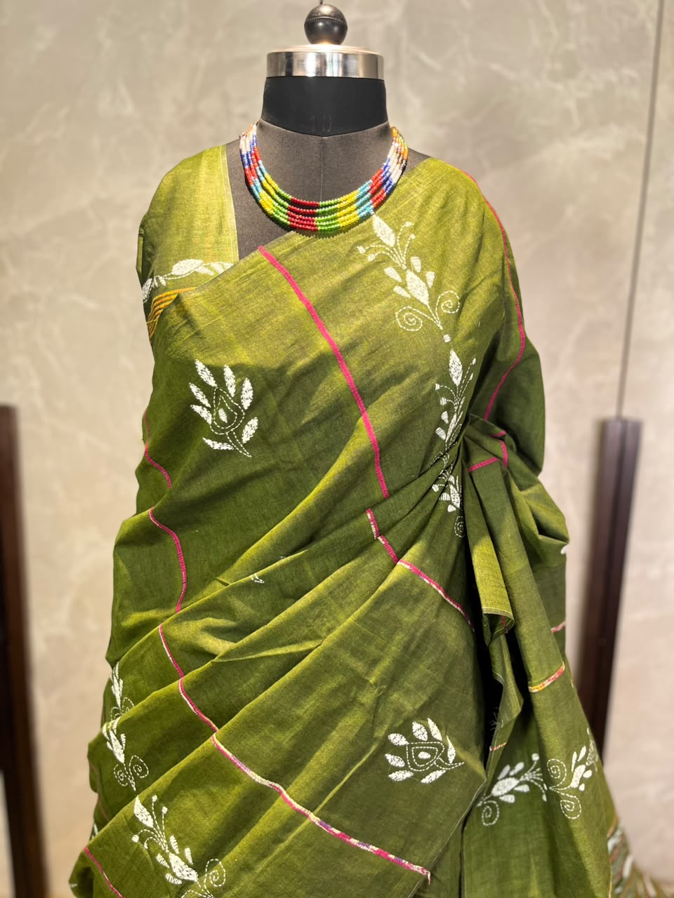Hari Pattiyan | Kantha Stitch Saree