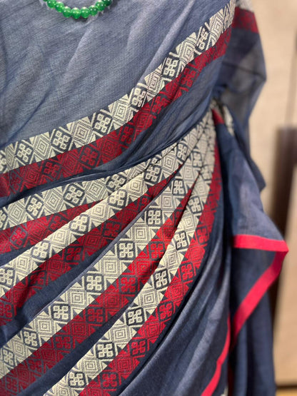 Blue Box n Stripes | Handloom Cotton Saree