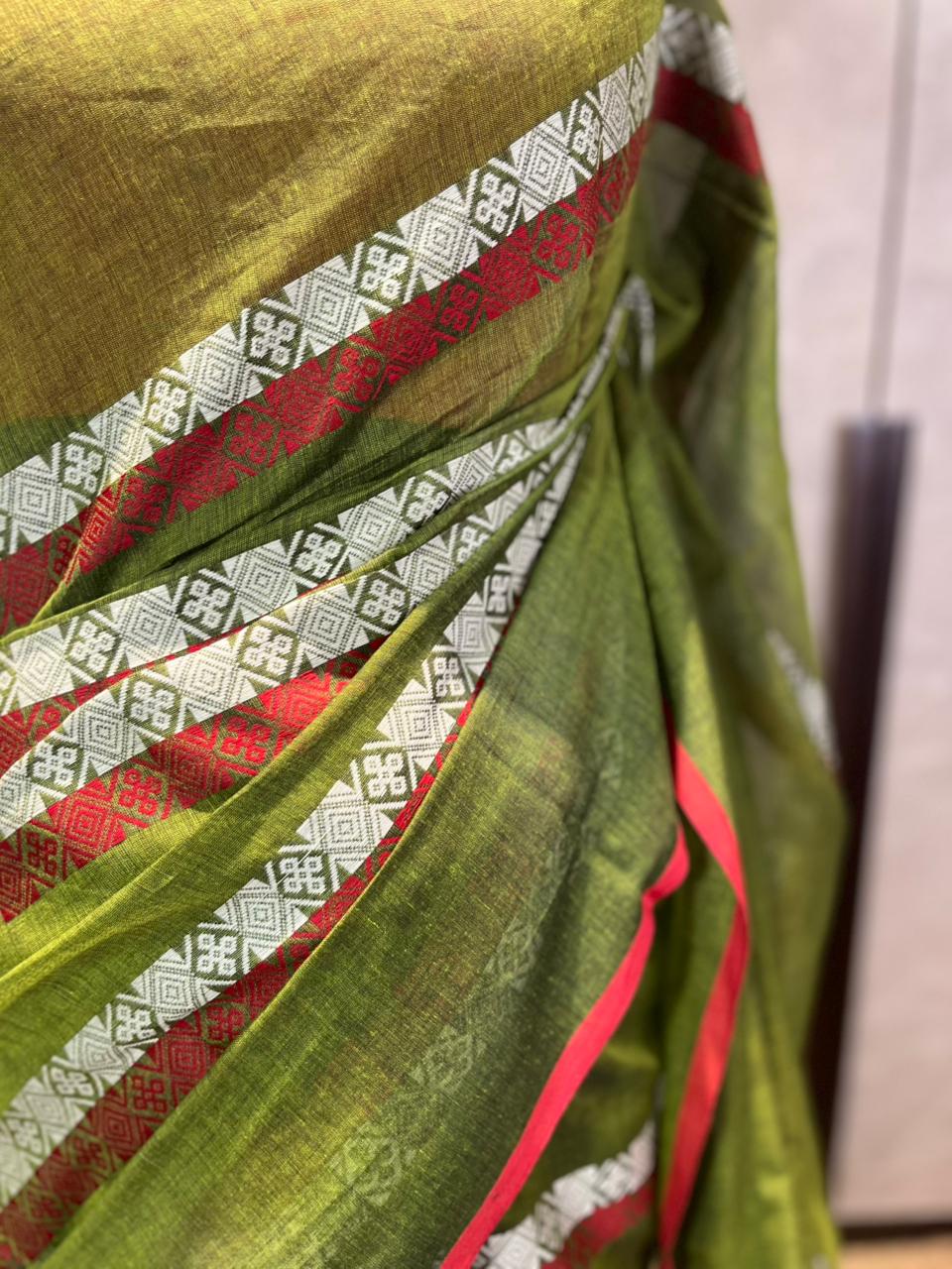 Green Box n Stripes | Handloom Cotton Saree