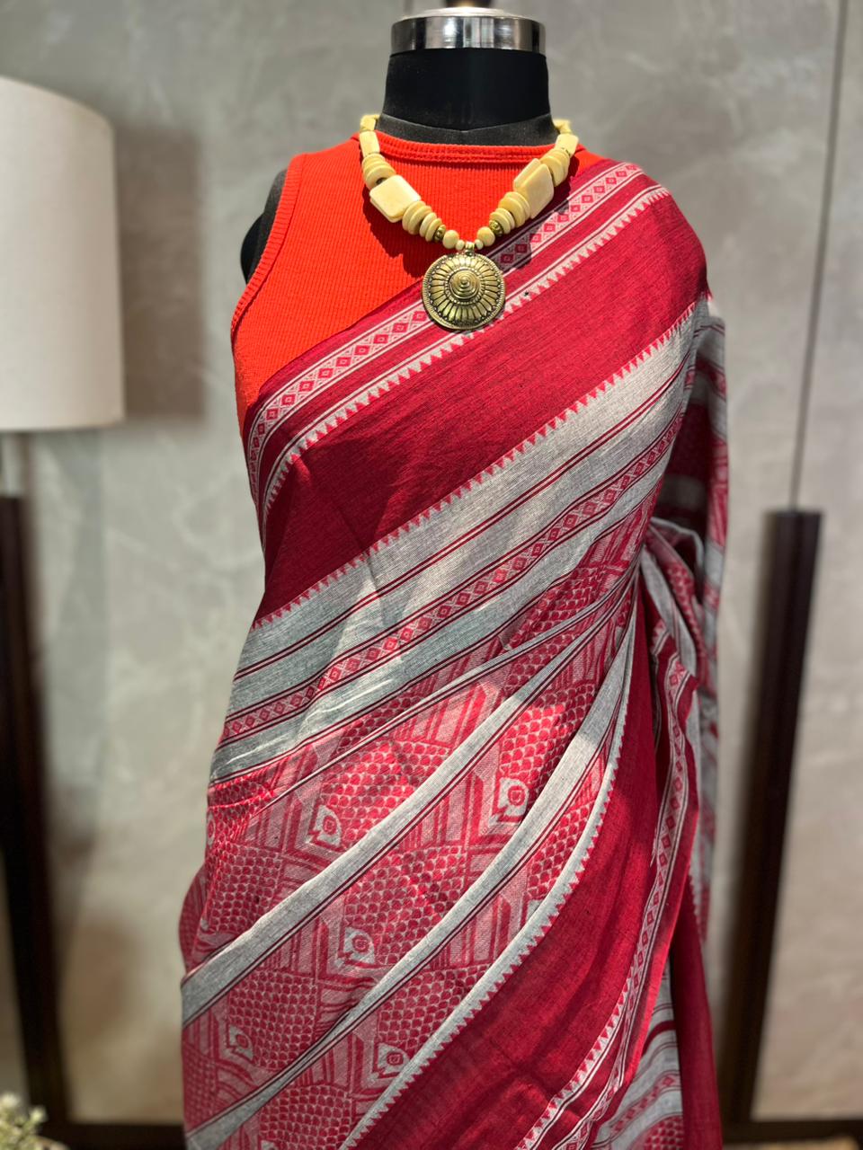 Fishes in Grey | Handloom Cotton Saree