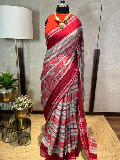Fishes in Grey | Handloom Cotton Saree