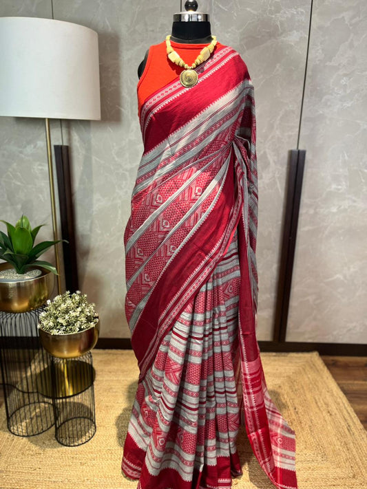 Fishes in Grey | Handloom Cotton Saree