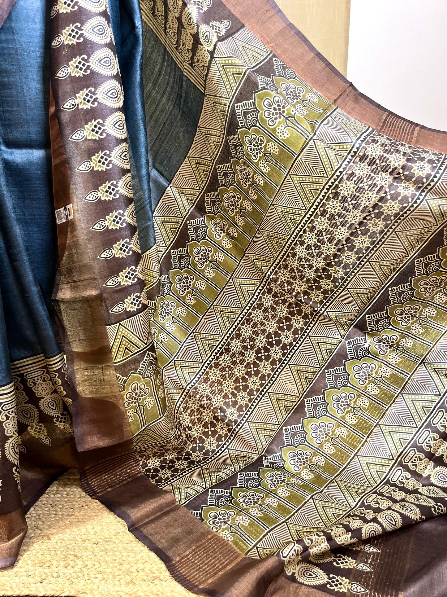 Neelmarie | Blockprinted Tussar Silk saree