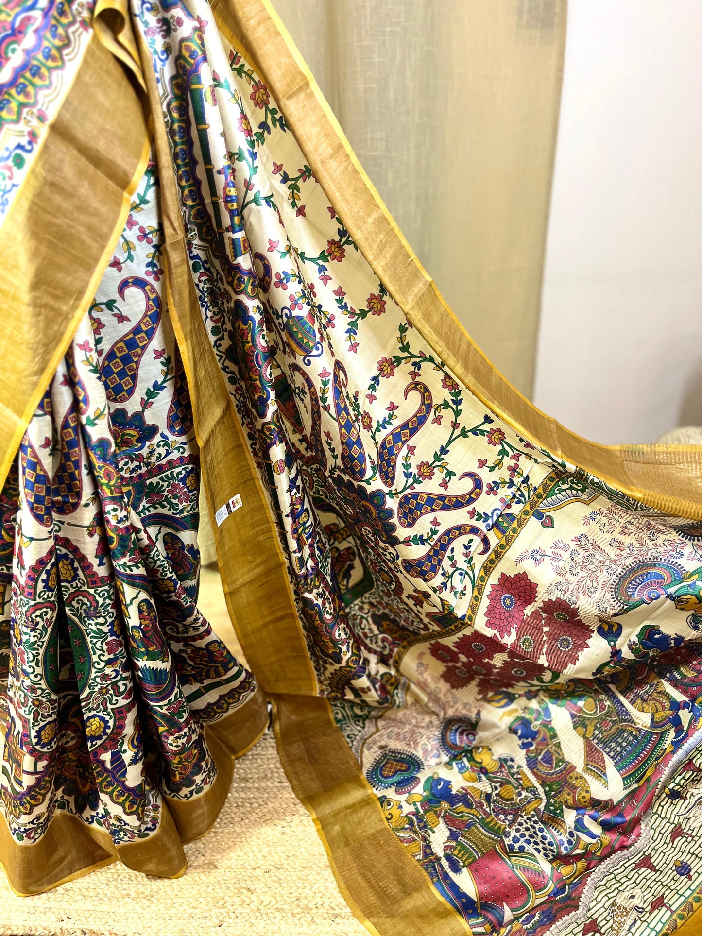 Madhukari | Blockprinted Tussar Silk Saree