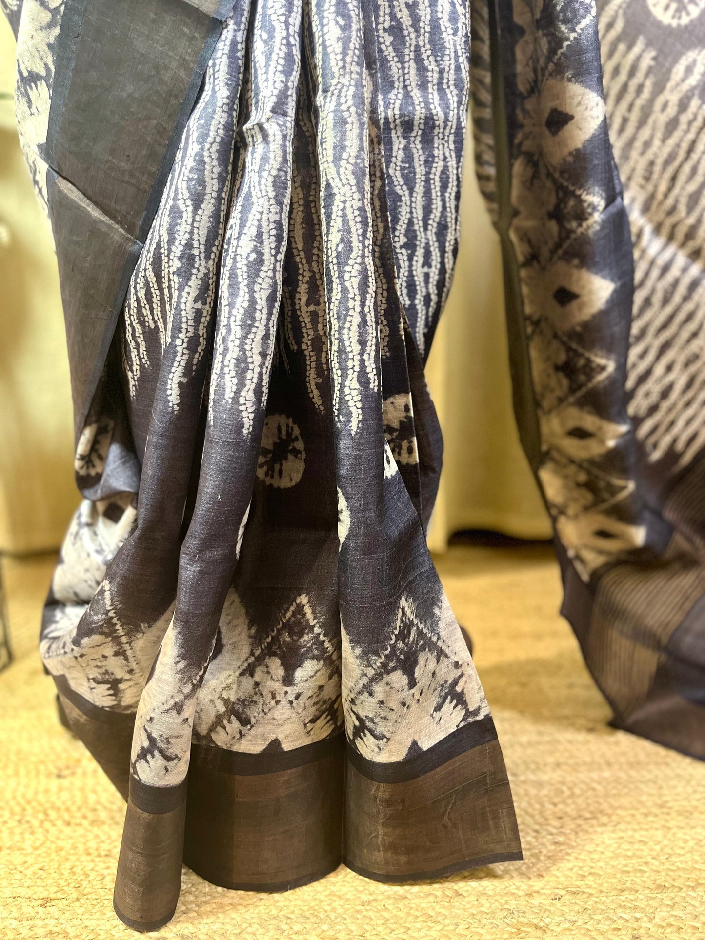 Shiboried | Blockprinted Tussar Silk Saree