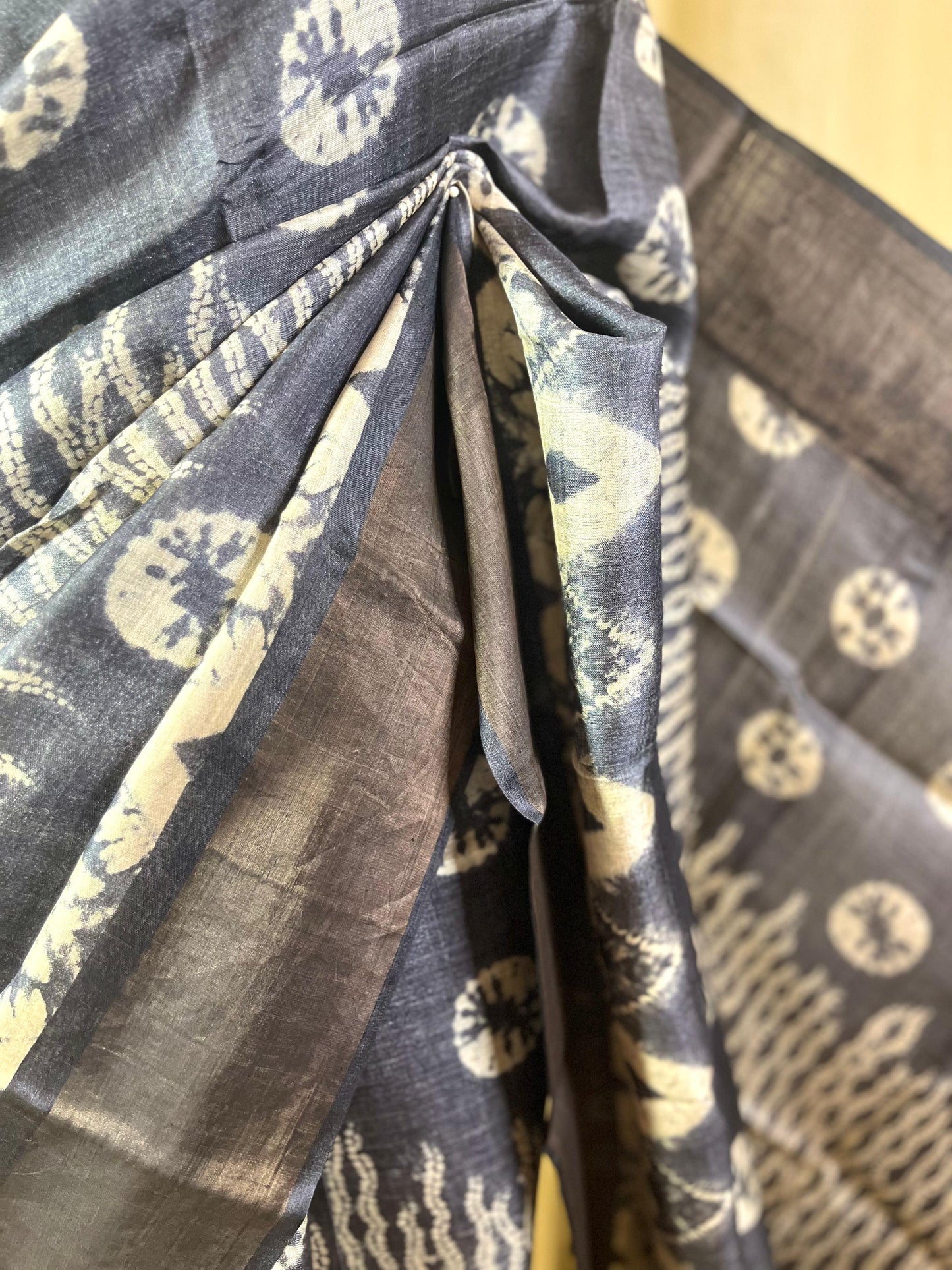 Shiboried | Blockprinted Tussar Silk Saree