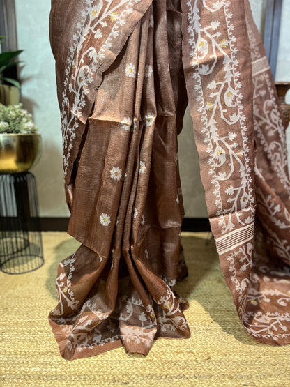 Choco Rush | Tussar Silk Saree