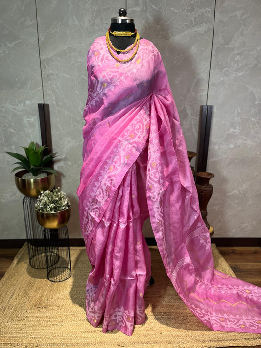 Pink Glow | Tussar Silk Saree