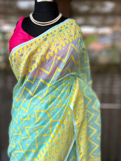 Jamdani Saree | Blue Zig
