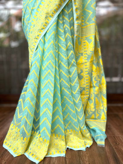 Jamdani Saree | Blue Zig