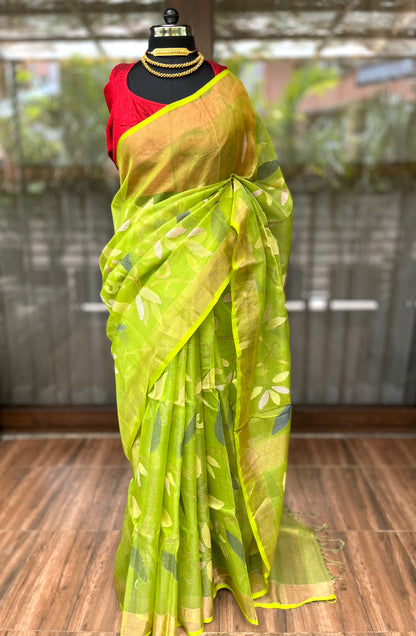 Muslin Silk Saree | Petals of Green