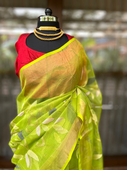 Muslin Silk Saree | Petals of Green
