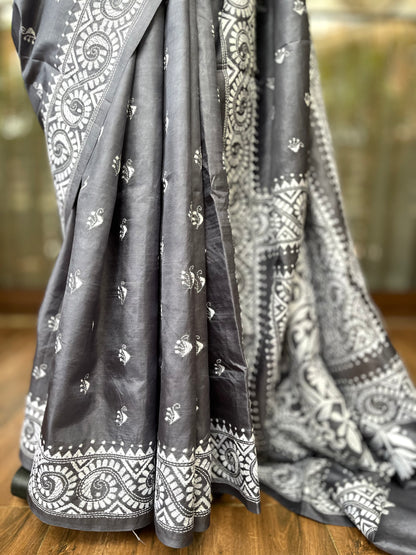 Kantha Stitch Saree | Greyce