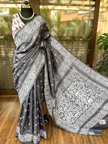 Kantha Stitch Saree | Greyce