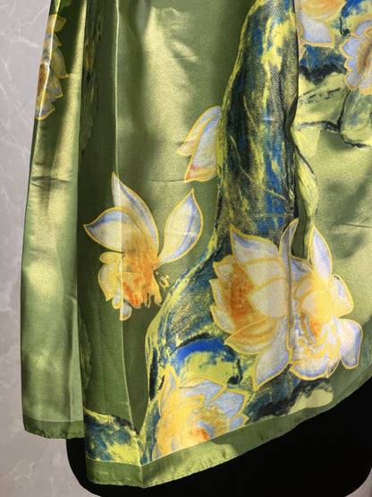 Green Lotuses | Silk Scarf