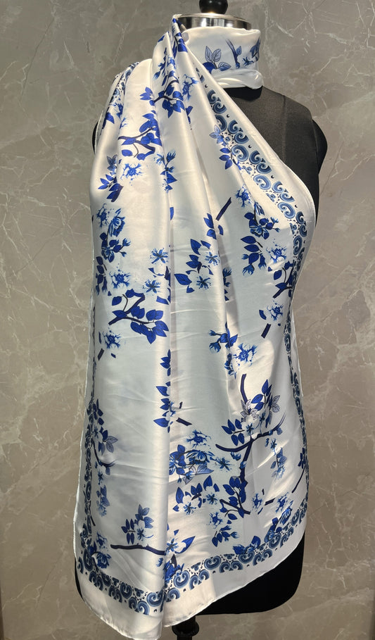 Blue Florals | Silk Scarf