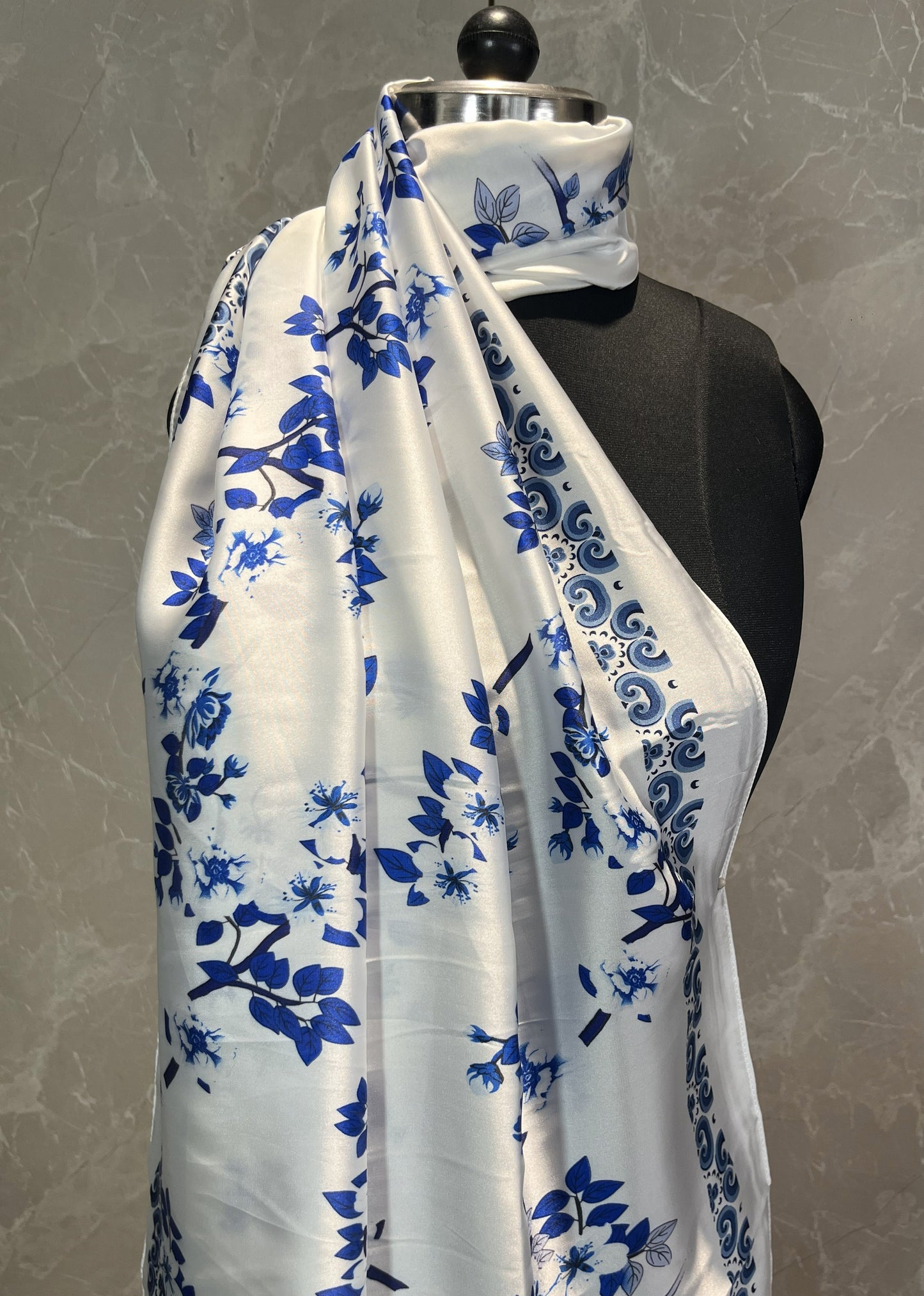 Blue Florals | Silk Scarf