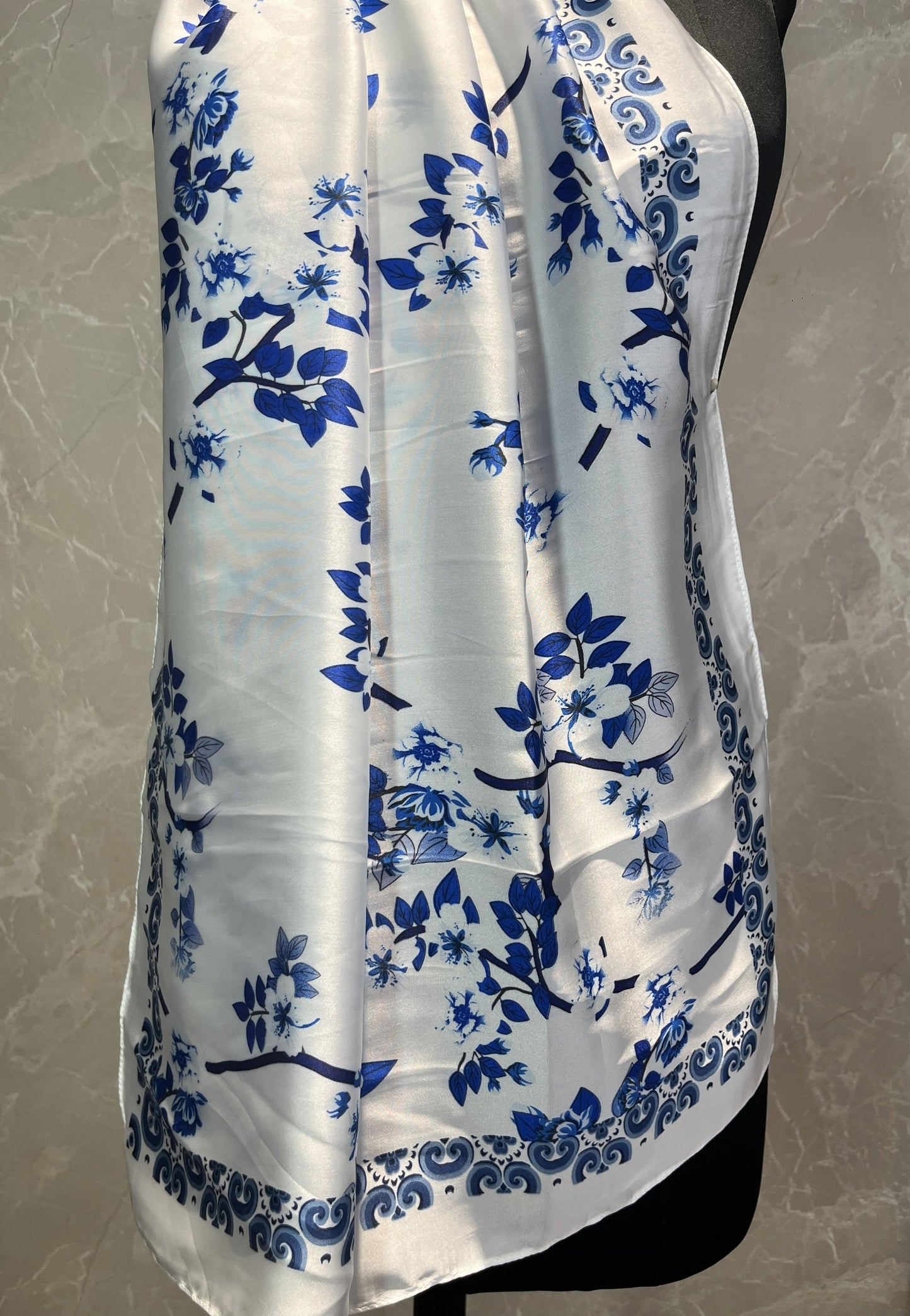 Blue Florals | Silk Scarf